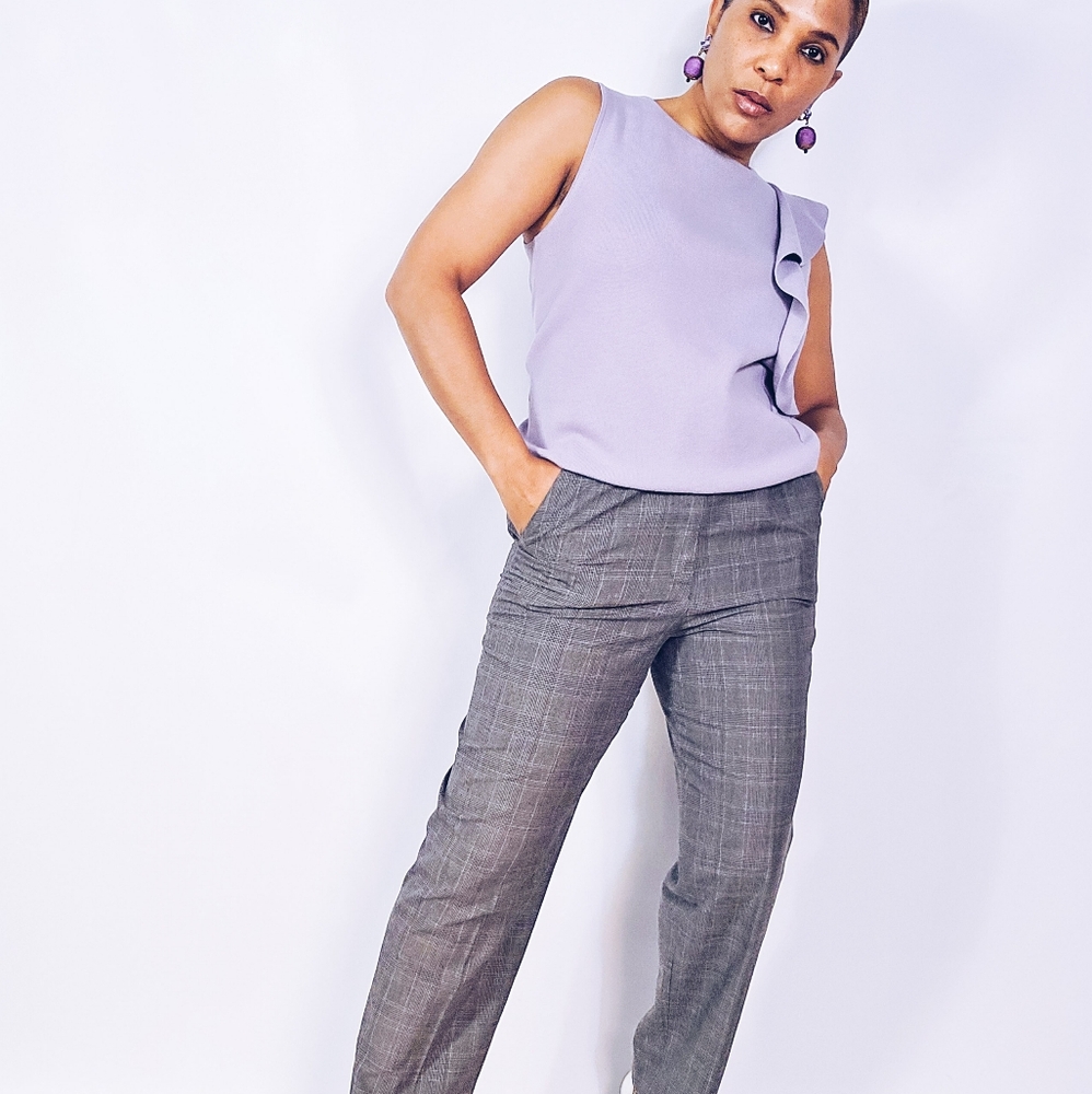 Plaid Crop Trousers - Picture 1 of 9